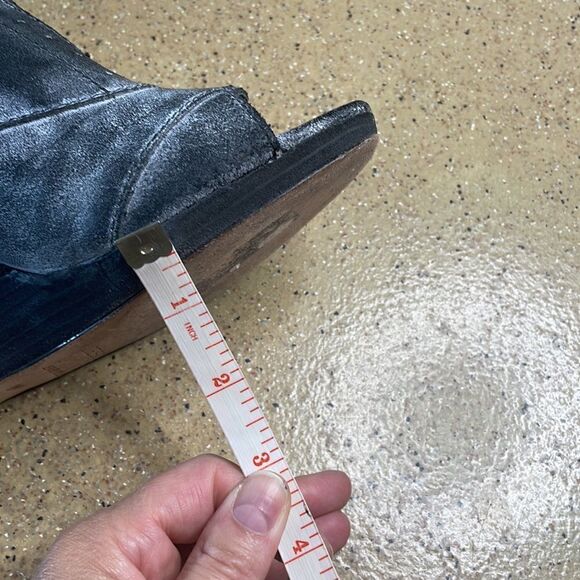 Joe's Jeans gray white washed leather curved heel wedges very avant garde - Picture 12 of 16